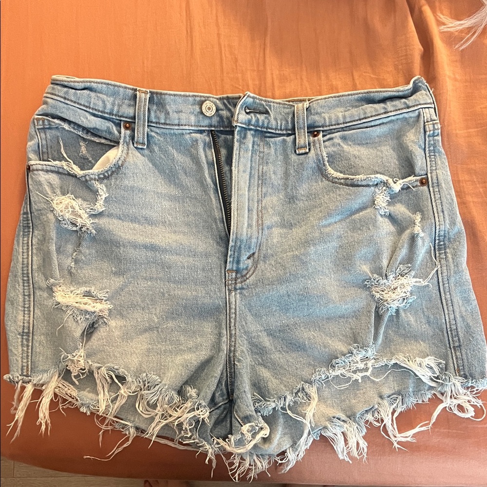 Abercrombie & Fitch Ripped Light Blue Jean Shorts